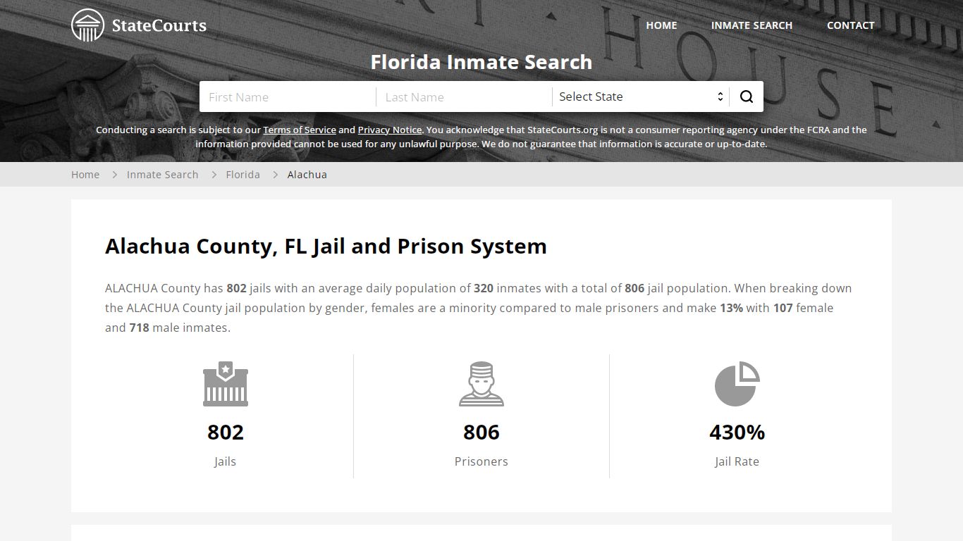 Alachua County, FL Inmate Search - StateCourts